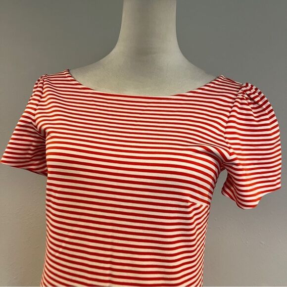 Ann Taylor Striped Red and White short sleeve mini casual Dress - Picture 2 of 13